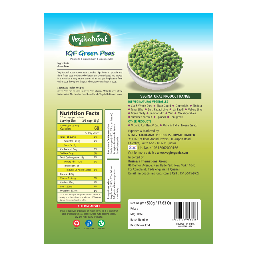 VegiNatural Green Peas - Healthy Pods - Image 2