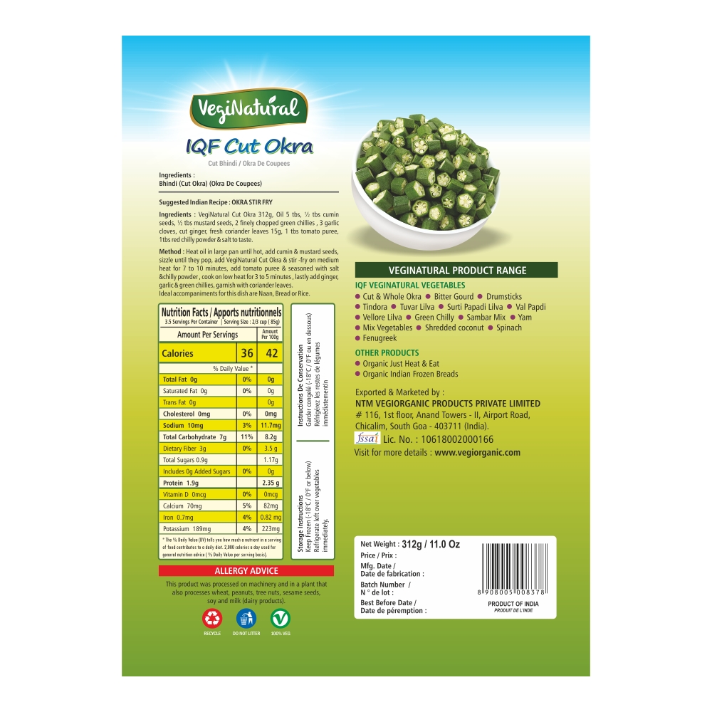 VegiNatural IQF Cut Okra - Image 2